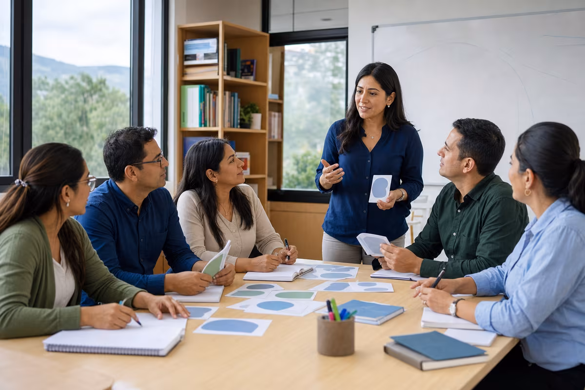Docentes participando activamente en una sesión de formación profesional